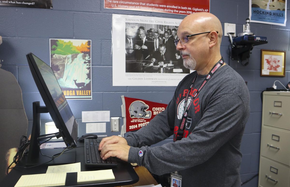 AP U.S History teacher Jason Gigliotti, examines the lesson that he is planning for the students. 